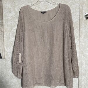 Hannah Beige Lined Crochet Blouse